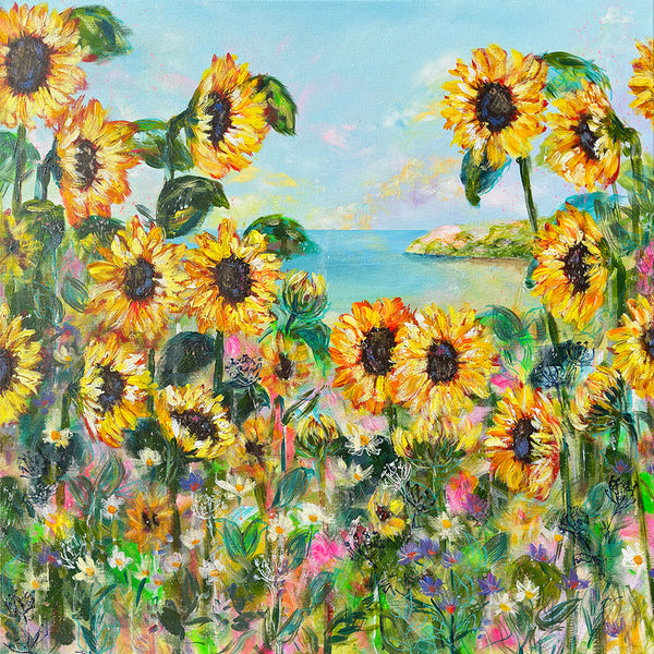 80x80cm Original painting on canvas - Sunflowers