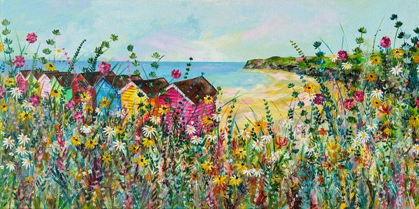 150x75cm Original painting on canvas. Beachfront Hideaway