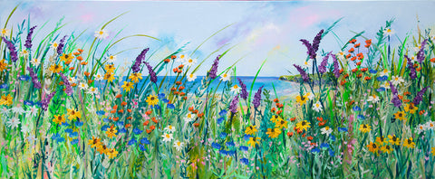 120x50cm Original Painting - Beachside Meadows