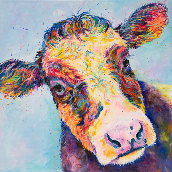 80x80cm Original painting on canvas - Butterscotch Cow