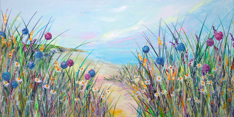 100x50cm Original painting on canvas - Sunlit Pathway