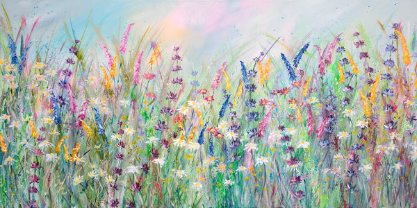 140x70cm Original painting on canvas - Dancing Meadow