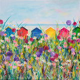 70x70cm Original Painting of Beach Huts