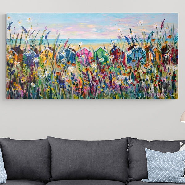 Canvas Print of 'Summer Fun' (Beach Huts)