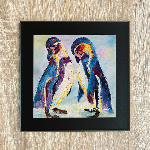 Glass Coaster of 'Penguins'
