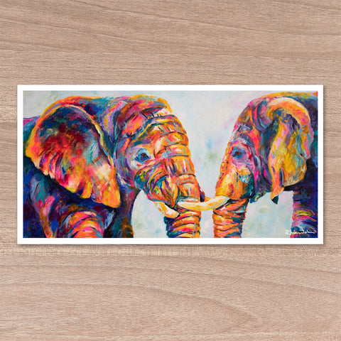 50% OFF - Print on Paper of Elephants Together