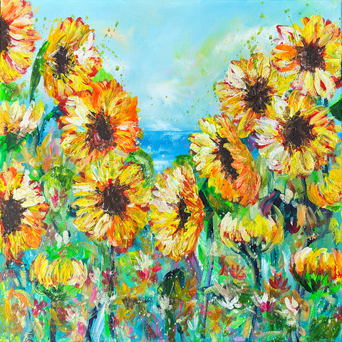 40x40cm Original painting on canvas - Sunflowers