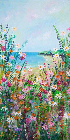 100x50cm Original painting on canvas - Bayside Blooms