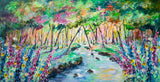 140x70cm Original painting on canvas - Forest Blooms