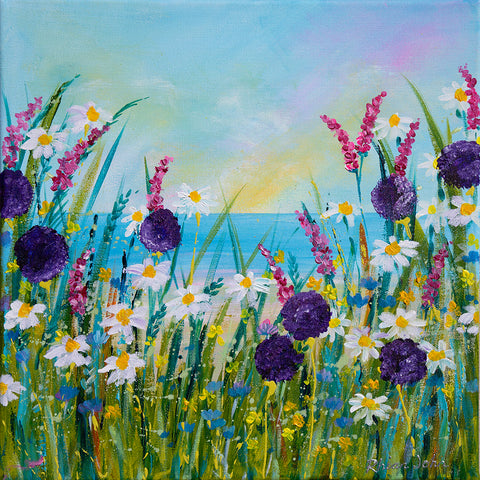40x40cm Original painting on canvas - Beachside Blooms