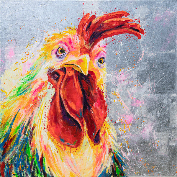 60x60cm Original Painting Charlie Chicken