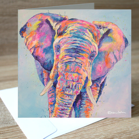 Splash Elephant blank greetings card