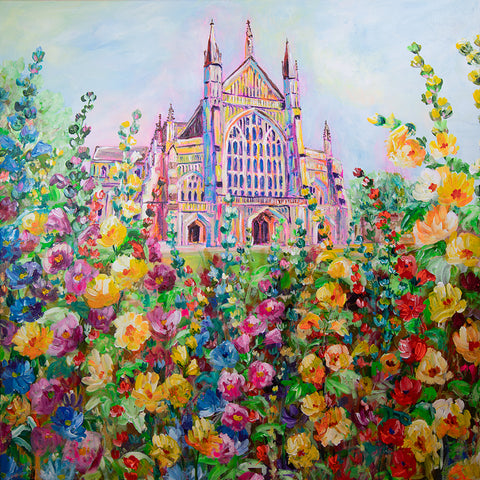 70x70cm Original Painting Winchester Cathedral