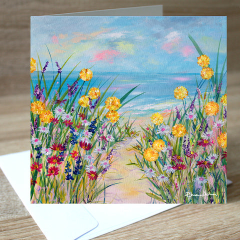 To The Beach blank greetings card