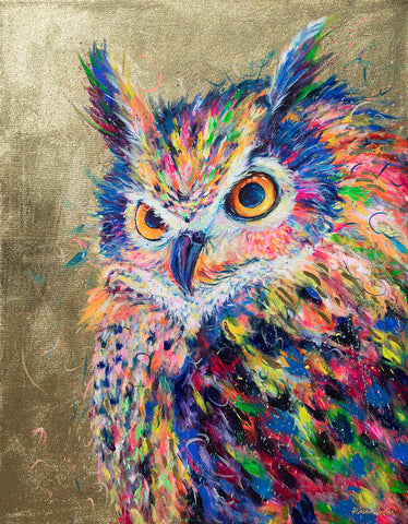 90x70cm Original painting on canvas - Oli Owl