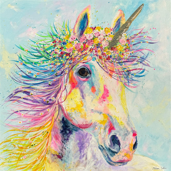 80x80cm Original painting on canvas - Unicorn