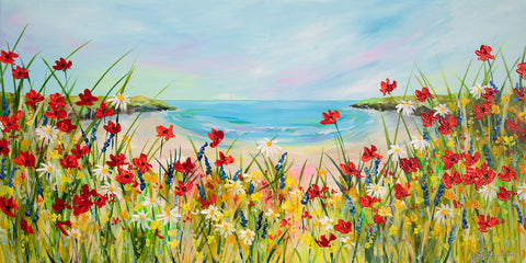 100x50cm Original painting on canvas - Poppy Bay