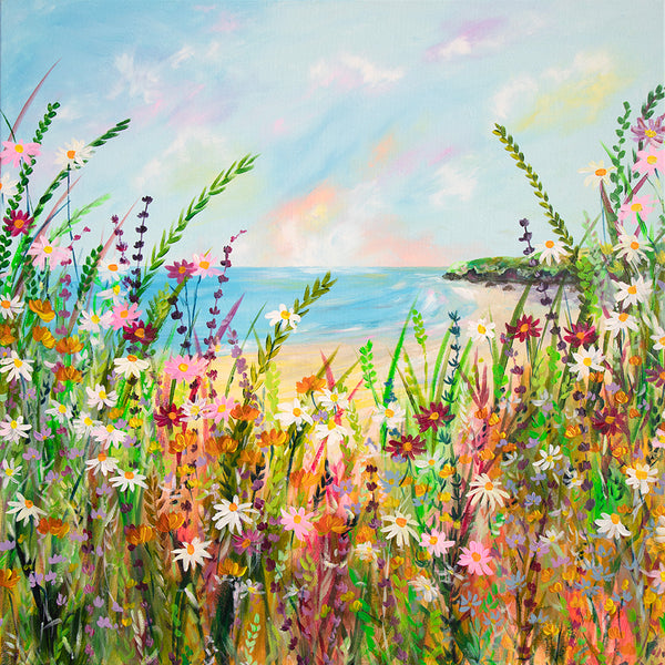 80x80cm Original painting on canvas - Summer Beach