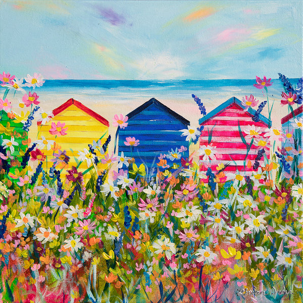 40x40cm Original painting on canvas - Sunlit Cabins