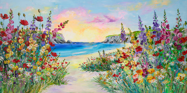 140x70cm Original painting on canvas - Seaside Symphony