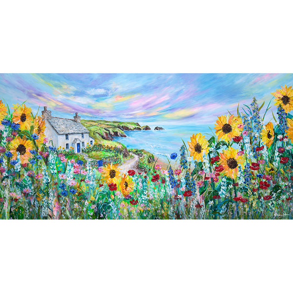 160x80cm Original painting on canvas. The Holiday Cottage