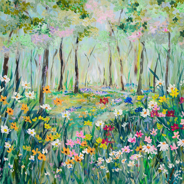 70x70cm Original Painting Mystical Woodland