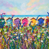 70x70cm Original Painting Beach Huts