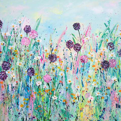 60x60cm Original Painting Cheerful Meadow