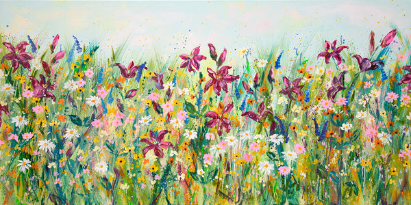 140x70cm Original painting on canvas. Lily Meadow