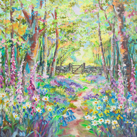 60x60cm Original Painting Bluebell Walk