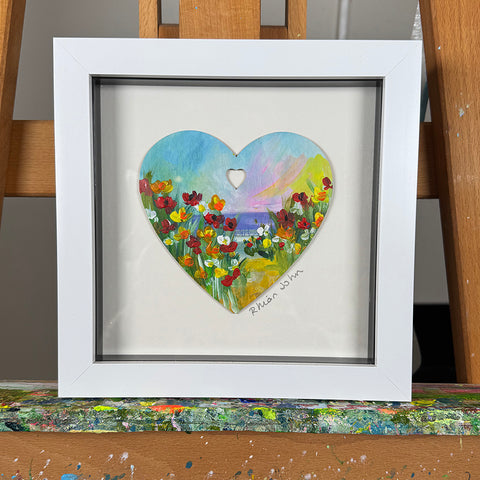 Framed Mini Original Heart Painting - 7