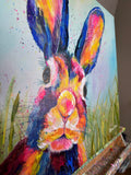 HAND EMBELLISHED Canvas Print of Hattie Hare 40x40cm