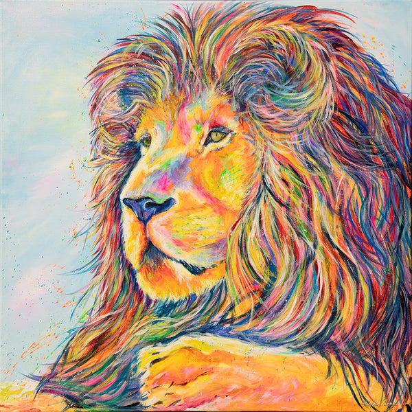80x80cm Original painting on canvas - Bakari Lion