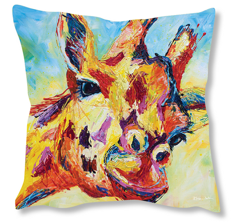 Faux Suede Art Cushion - Giraffe