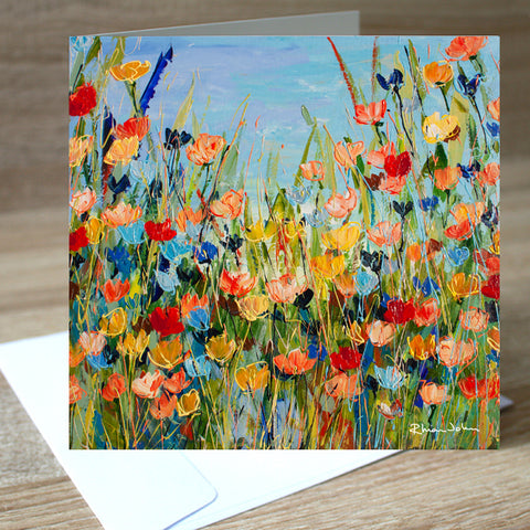 Orange Meadow' blank greetings card