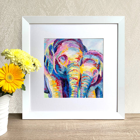 Framed Print - Elephants Together