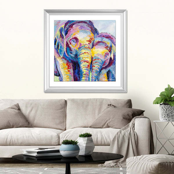 Print on Paper of 'Elephants Together'