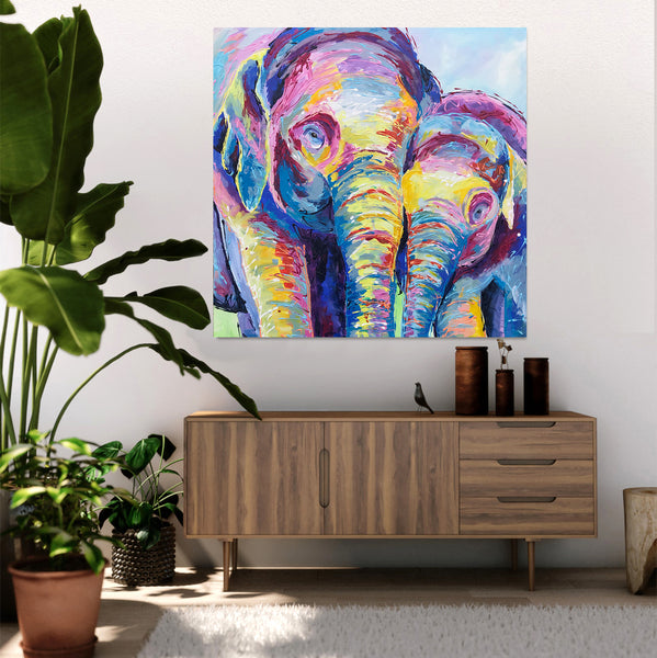 Canvas Print of 'Elephants together'