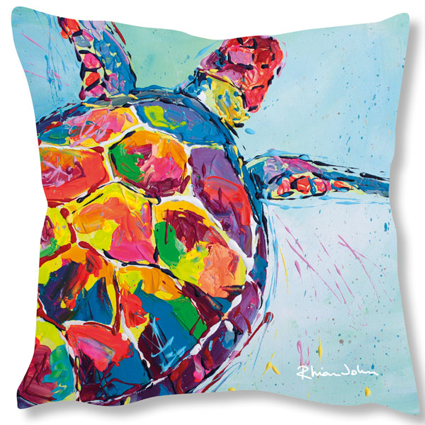 Faux Suede Art Cushion - Turtle