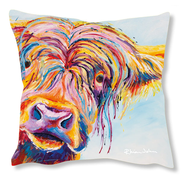 Faux Suede Art Cushion - Chater Highland Cow