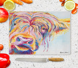 Glass Chopping Board of 'Chater Highland' Cow