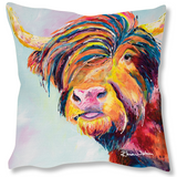 Faux Suede Art Cushion - Harry Highland Cow