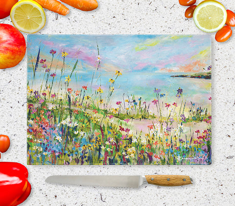 Glass Chopping Board of 'Coastal Path'