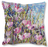 Faux Suede Art Cushion - Pink Meadow