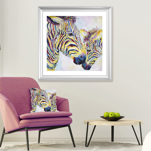 Print on Paper of Two Zebras