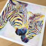 Print on Paper of Two Zebras