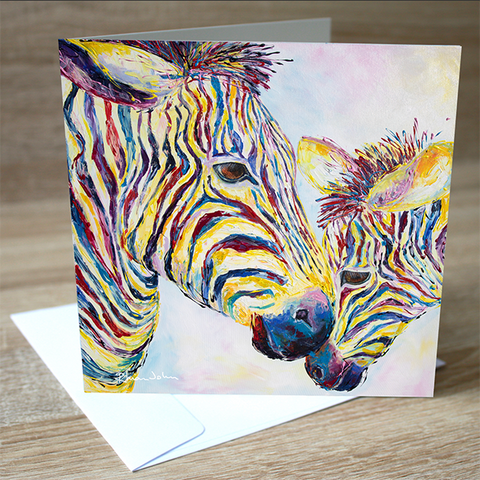 Two Zebras blank greetings card