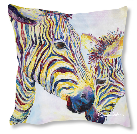 Faux Suede Art Cushion - Two Zebras