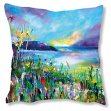 Faux Suede Art Cushion - Evening Sunset