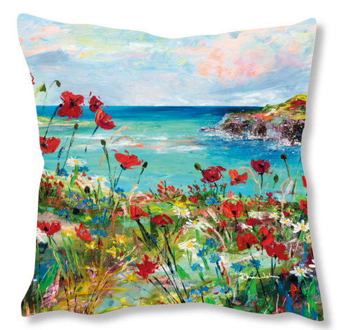 Faux Suede Art Cushion - Poppy Cove